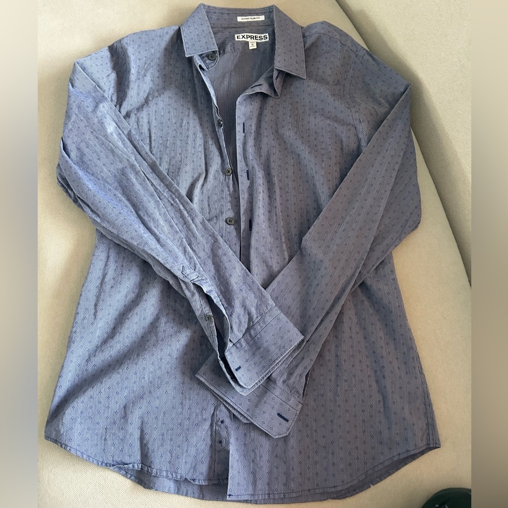 Express Men's Casual Button-Down in Slate Blue